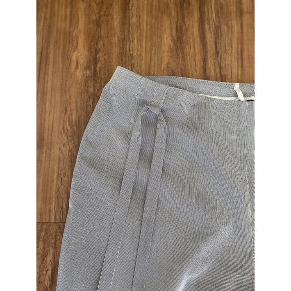 Akris Punto Gray Pinstripe High Rise Wide Leg Pants 8/ 32" X 30" Side Zip Belt - Picture 15 of 16